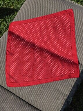 Classic Red Polka Dot 100% Silk Scarf 15.5" Square